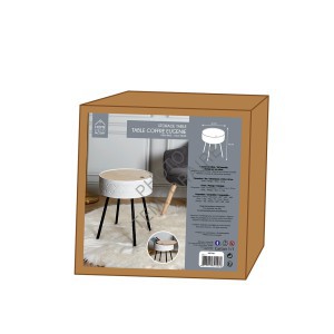 Staliukas medinis atsid. viršus 38x38x45 cm balta/medžio sp.Home Deco HD7461