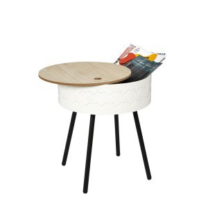 Staliukas medinis atsid. viršus 38x38x45 cm balta/medžio sp.Home Deco HD7461