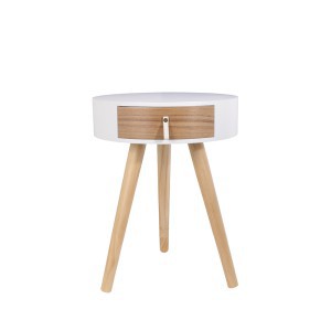 Staliukas medinis su stalčiumi 35x35x47 cm balta/medžio sp. Home Deco HD6201