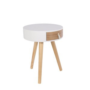 Staliukas medinis su stalčiumi 35x35x47 cm balta/medžio sp. Home Deco HD6201
