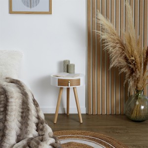 Staliukas medinis su stalčiumi 35x35x47 cm balta/medžio sp. Home Deco HD6201
