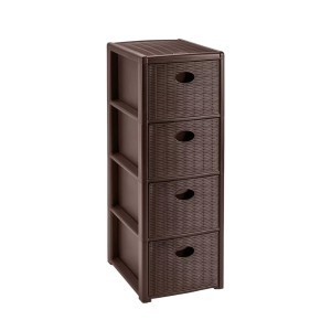 Komoda su 4 stalčiais plastikinė ruda 30x40x80 cm 30302 Italija STEFANPLAST
