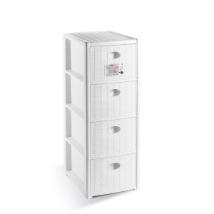 Komoda su 4 stalčiais plastikinė balta 30x40x80 cm 30300 Italija STEFANPLAST