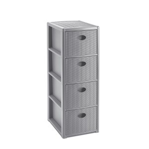 Komoda su 4 stalčiais plastikinė pilka 30x40x80 cm 30306 Italija STEFANPLAST
