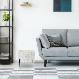 Staliukas medinis atsid. viršus 35x35x35 cm balta/medžio sp. Home Deco HD6412